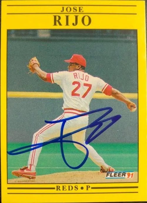 Jose Rijo Signed 1991 Fleer Baseball Card - Cincinnati Reds