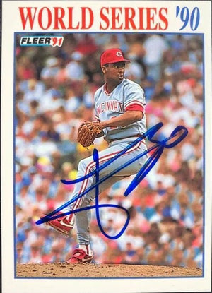 Jose Rijo Signed 1991 Fleer World Series Baseball Card - Cincinnati Reds