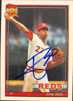 Jose Rijo Signed 1991 Topps Baseball Card - Cincinnati Reds