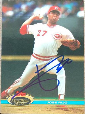 Jose Rijo Signed 1991 Topps Stadium Baseball Card - Cincinnati Reds - PastPros