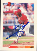 Jose Rijo Signed 1992 Bowman Baseball Card - Cincinnati Reds