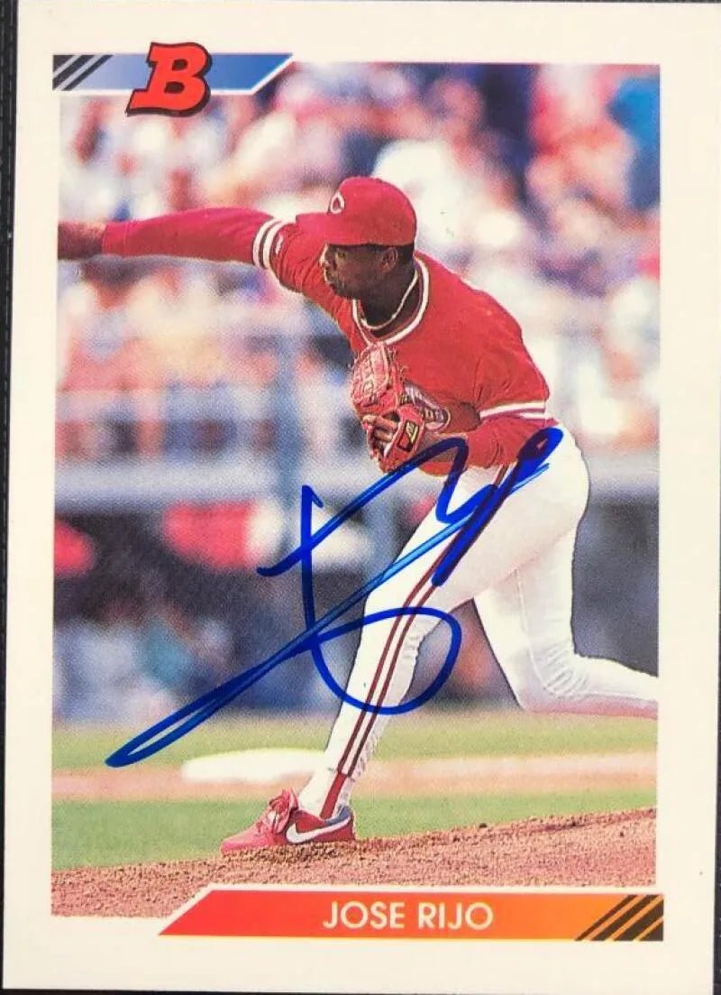 Jose Rijo Signed 1992 Bowman Baseball Card - Cincinnati Reds
