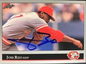 Jose Rijo Signed 1992 Leaf Baseball Card - Cincinnati Reds