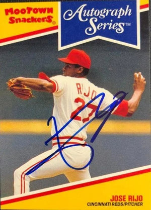 Jose Rijo Signed 1992 Moo Town Snackers Baseball Card - Cincinnati Reds