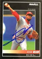 Jose Rijo Signed 1992 Pinnacle Baseball Card - Cincinnati Reds
