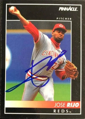 Jose Rijo Signed 1992 Pinnacle Baseball Card - Cincinnati Reds