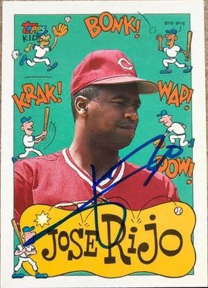 Jose Rijo Signed 1992 Topps Kids Baseball Card - Cincinnati Reds