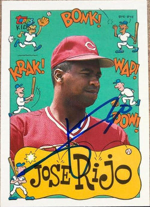 Jose Rijo Signed 1992 Topps Kids Baseball Card - Cincinnati Reds - PastPros