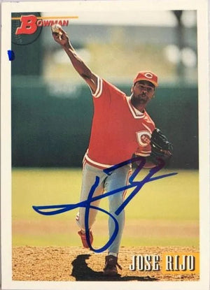 Jose Rijo Signed 1993 Bowman Baseball Card - Cincinnati Reds