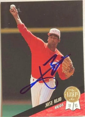 Jose Rijo Signed 1993 Leaf Baseball Card - Cincinnati Reds