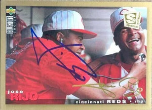 Jose Rijo Signed 1995 Collectors Choice Gold Signature Baseball Card - Cincinnati Reds