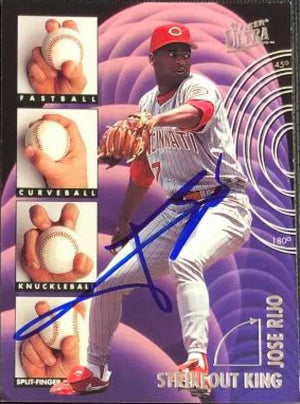 Jose Rijo Signed 1995 Fleer Ultra Strikeout Kings Baseball Card - Cincinnati Reds - PastPros