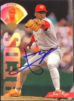 Jose Rijo Signed 1995 Leaf Baseball Card - Cincinnati Reds