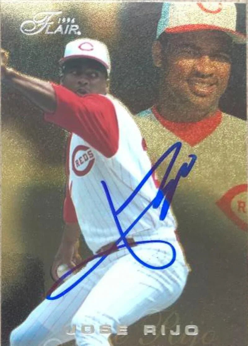 Jose Rijo Signed 1996 Flair Gold Baseball Card - Cincinnati Reds