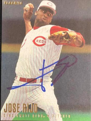 Jose Rijo Signed 1996 Fleer Baseball Card - Cincinnati Reds - PastPros