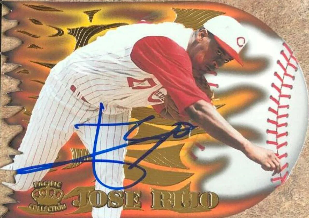 Jose Rijo Signed 1996 Pacific Prisms Flame Throwers Baseball Card - Cincinnati Reds