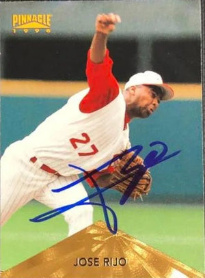 Jose Rijo Signed 1996 Pinnacle Baseball Card - Cincinnati Reds