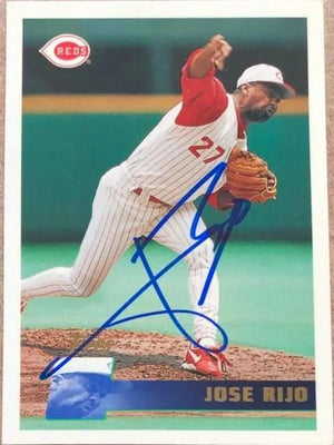 Jose Rijo Signed 1996 Topps Baseball Card - Cincinnati Reds