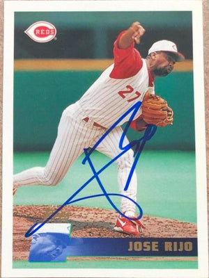 Jose Rijo Signed 1996 Topps Baseball Card - Cincinnati Reds - PastPros