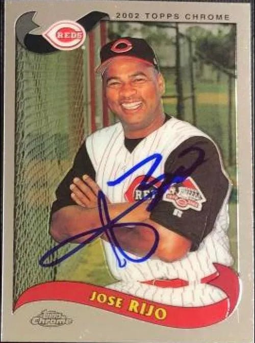 Jose Rijo Signed 2002 Topps Chrome Baseball Card - Cincinnati Reds
