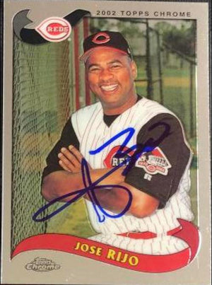 Jose Rijo Signed 2002 Topps Chrome Baseball Card - Cincinnati Reds - PastPros