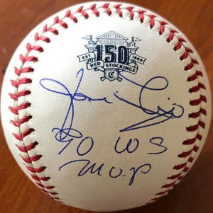 Jose Rijo Signed Cincinnati Reds 150th Anniversary Baseball w/90 WS MVP Insc. - PastPros