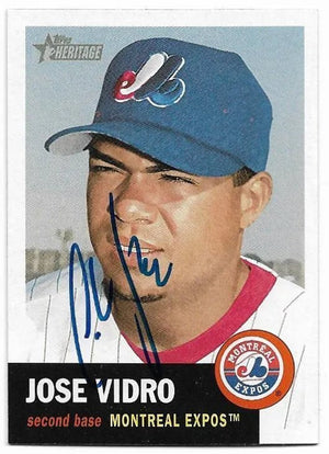 Jose Vidro Signed 2002 Topps Heritage Baseball Card - Montreal Expos