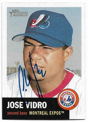 Jose Vidro Signed 2002 Topps Heritage Baseball Card - Montreal Expos - PastPros