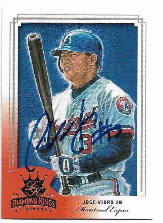 Jose Vidro Signed 2003 Donruss Diamond Kings Baseball Card - Montreal Expos