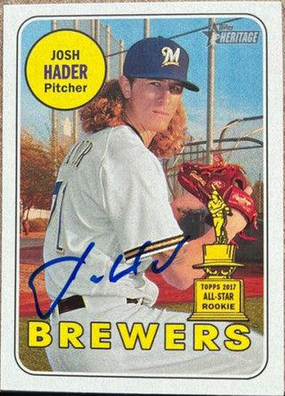 Josh Hader Signed 2018 Topps Heritage Baseball Card - Milwaukee Brewers - PastPros