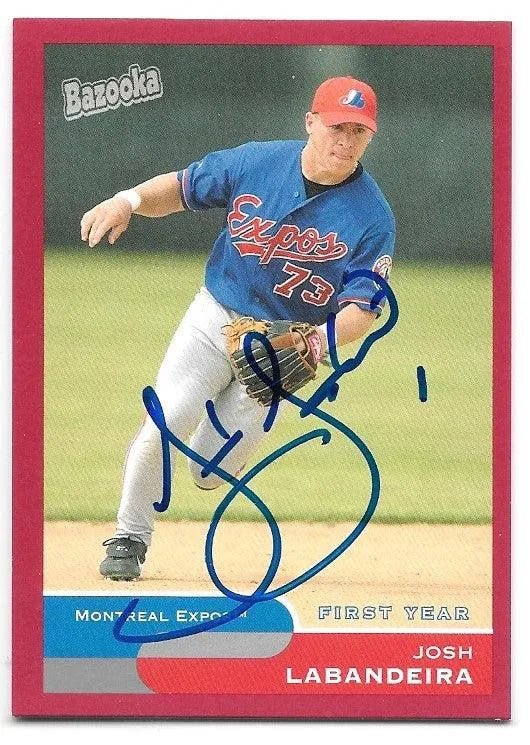 Josh Labandeira Signed 2004 Bazooka Red Chunks Baseball Card - Montreal Expos
