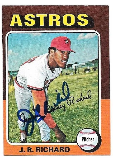 JR Richard Signed 1975 Topps Mini Baseball Card - Houston Astros