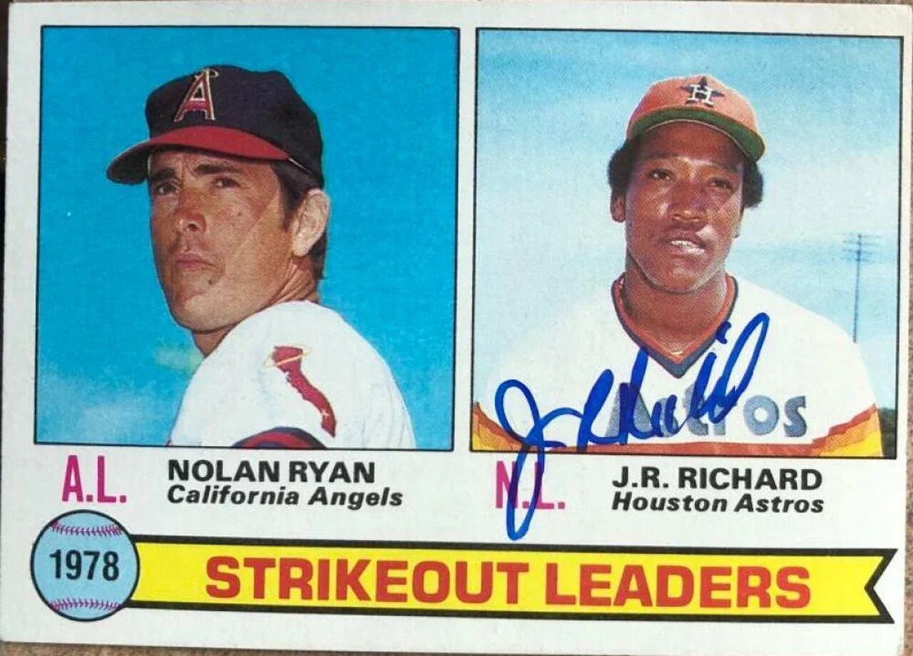 JR Richard Signed 1979 Topps Leaders Baseball Card - Houston Astros
