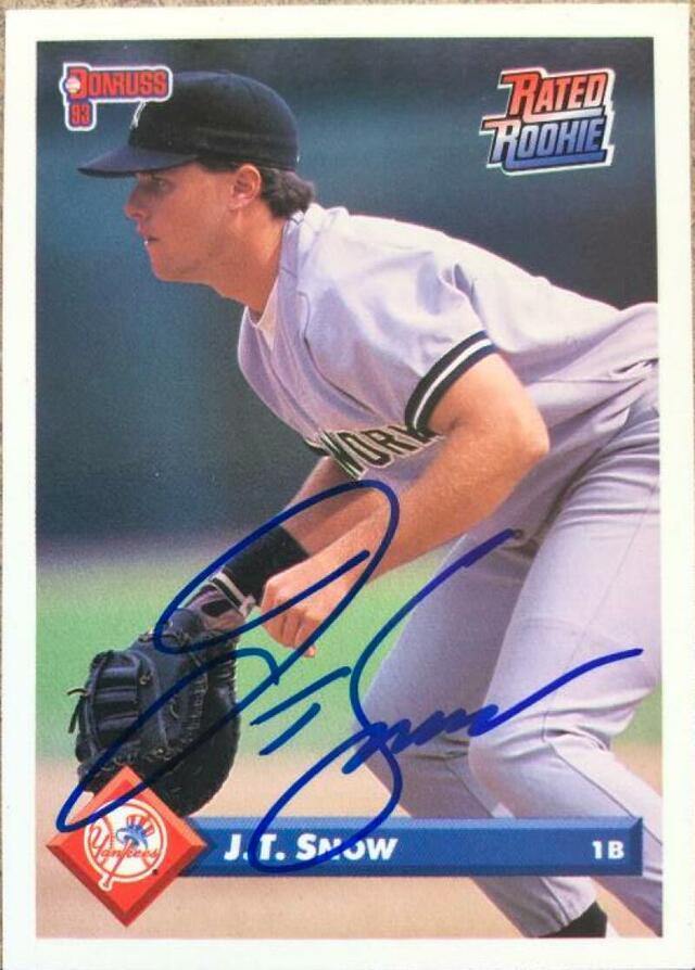 JT Snow Signed 1993 Donruss Baseball Card - New York Yankees - PastPros