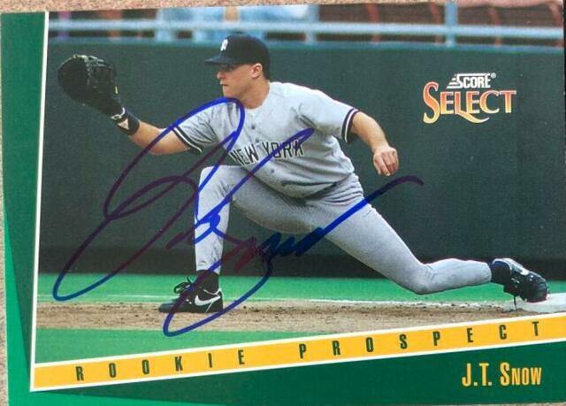 JT Snow Signed 1993 Score Select Baseball Card - New York Yankees - PastPros