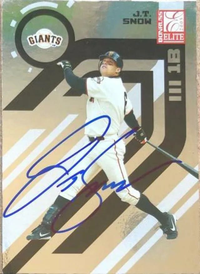 JT Snow Signed 2005 Donruss Elite Baseball Card - San Francisco Giants