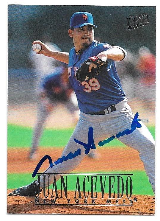 Juan Acevedo Signed 1996 Ultra Baseball Card - New York Mets - PastPros