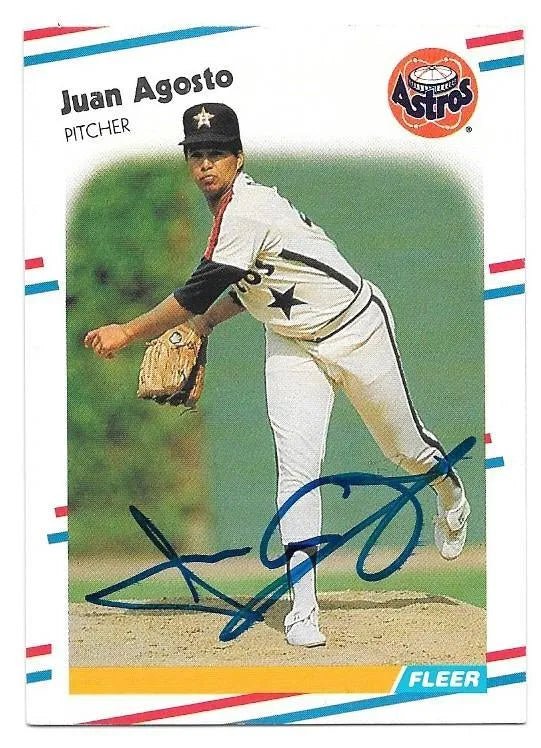 Juan Agosto Signed 1988 Fleer Baseball Card - Houston Astros
