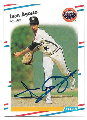Juan Agosto Signed 1988 Fleer Baseball Card - Houston Astros - PastPros