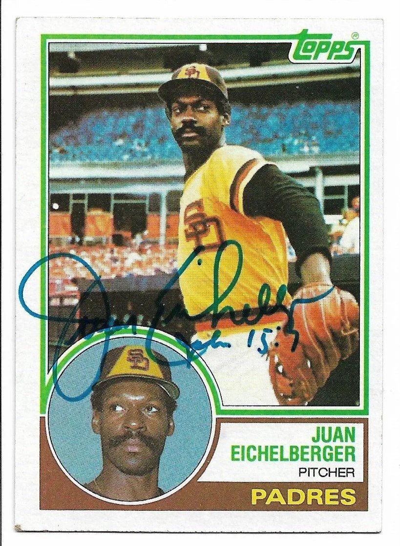 Juan Eichelberger Signed 1983 Topps Baseball Card - San Diego Padres