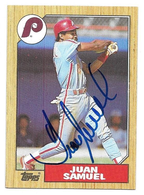 Juan Samuel Signed 1987 Topps Baseball Card - Philadelphia Phillies - PastPros