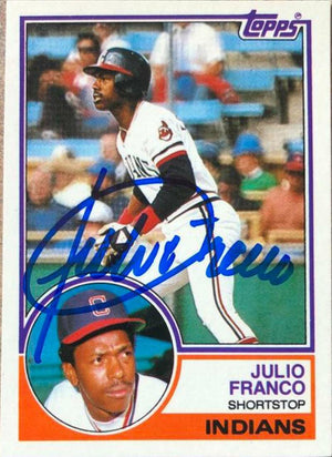 Julio Franco Signed 1983 Topps Baseball Card - Cleveland Indians - PastPros