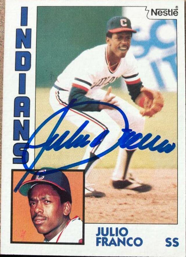 Julio Franco Signed 1984 Nestle Baseball Card - Cleveland Indians - PastPros