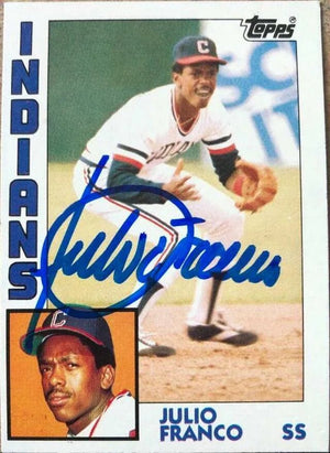 Julio Franco Signed 1984 Topps Baseball Card - Cleveland Indians