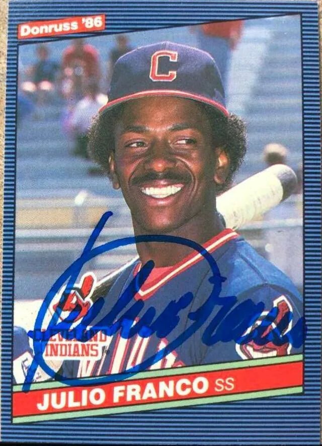 Julio Franco Signed 1986 Donruss Baseball Card - Cleveland Indians