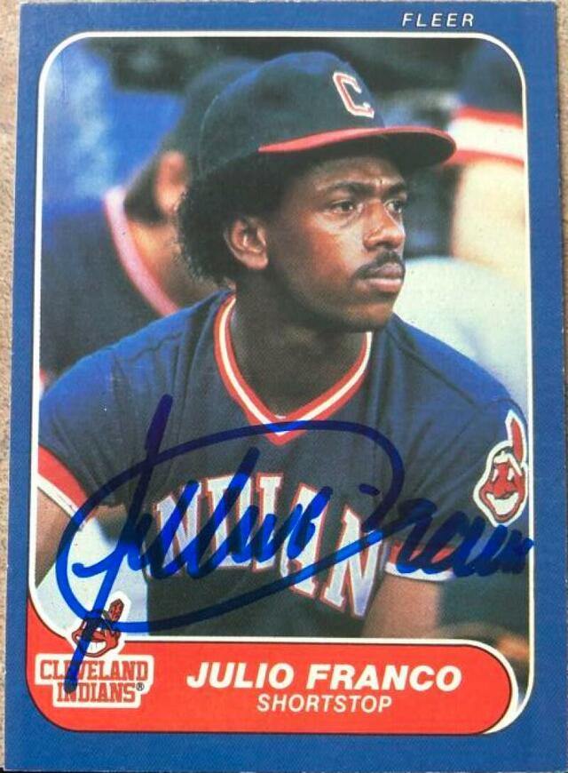 Julio Franco Signed 1986 Fleer Baseball Card - Cleveland Indians - PastPros
