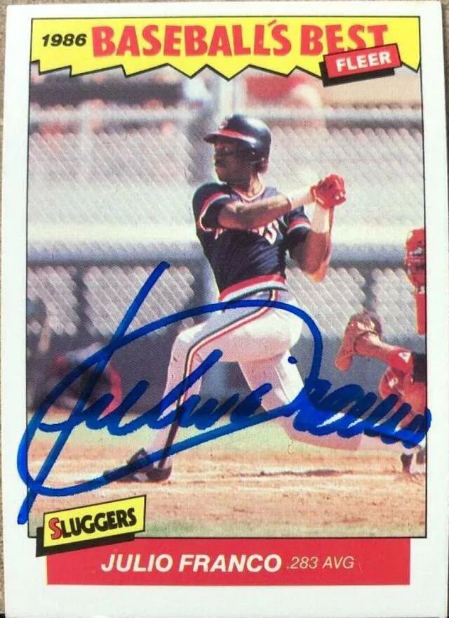 Julio Franco Signed 1986 Fleer Baseball's Best Sluggers & Pitchers Card - Cleveland Indians