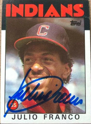 Julio Franco Signed 1986 Topps Baseball Card - Cleveland Indians