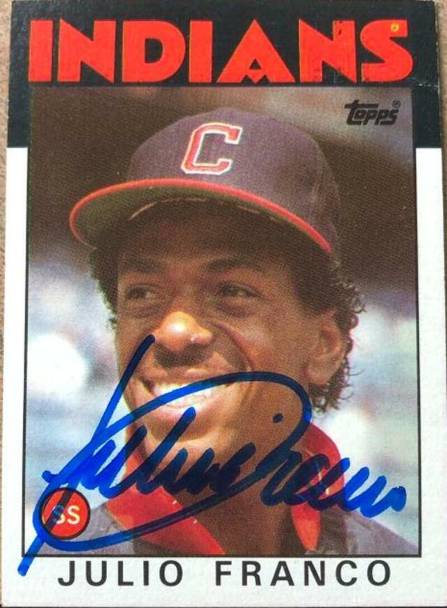 Julio Franco Signed 1986 Topps Baseball Card - Cleveland Indians - PastPros