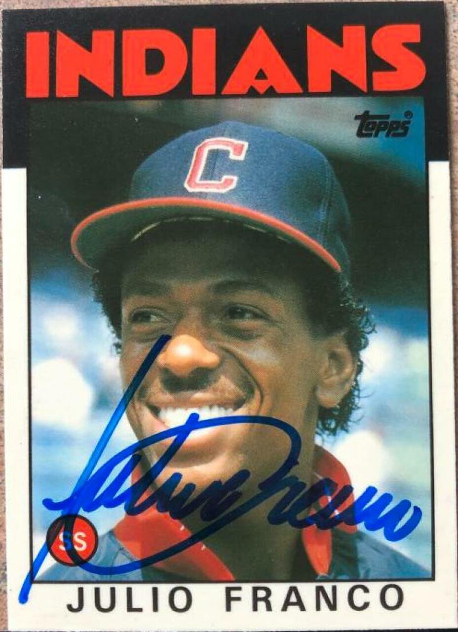 Julio Franco Signed 1986 Topps Tiffany Baseball Card - Cleveland Indians - PastPros